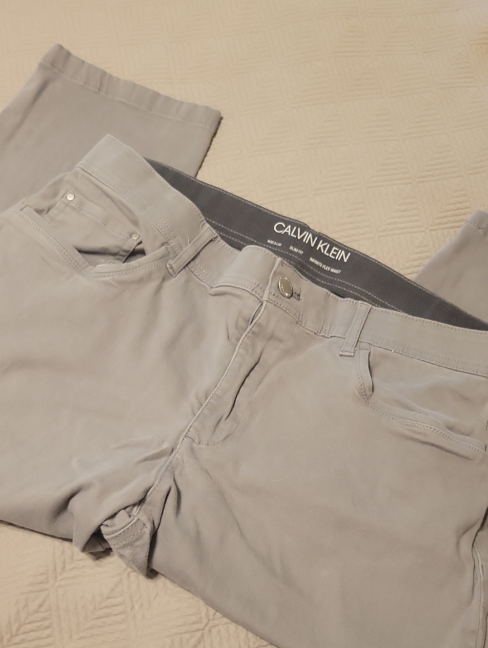 Calvin Klein Men's Light Gray Pants - Stretch Chino 33/30